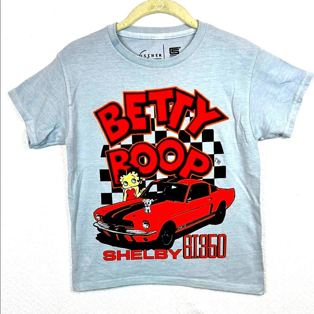 Betty Boop Graphic T-Shirt unisex kids junior Shelby car tee new cotton sz. 7-8